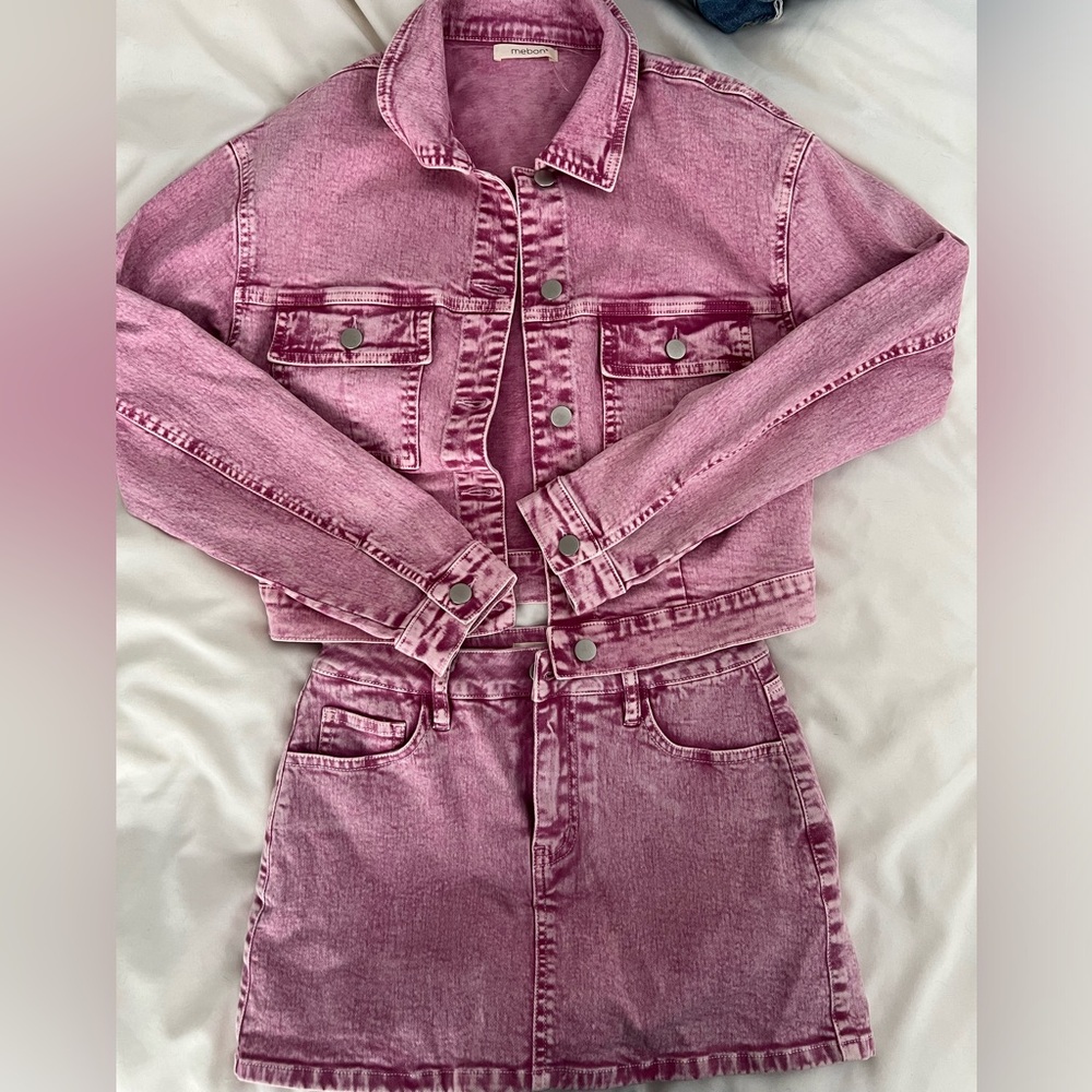 Pink Denim Jacket/Mini Skort Set